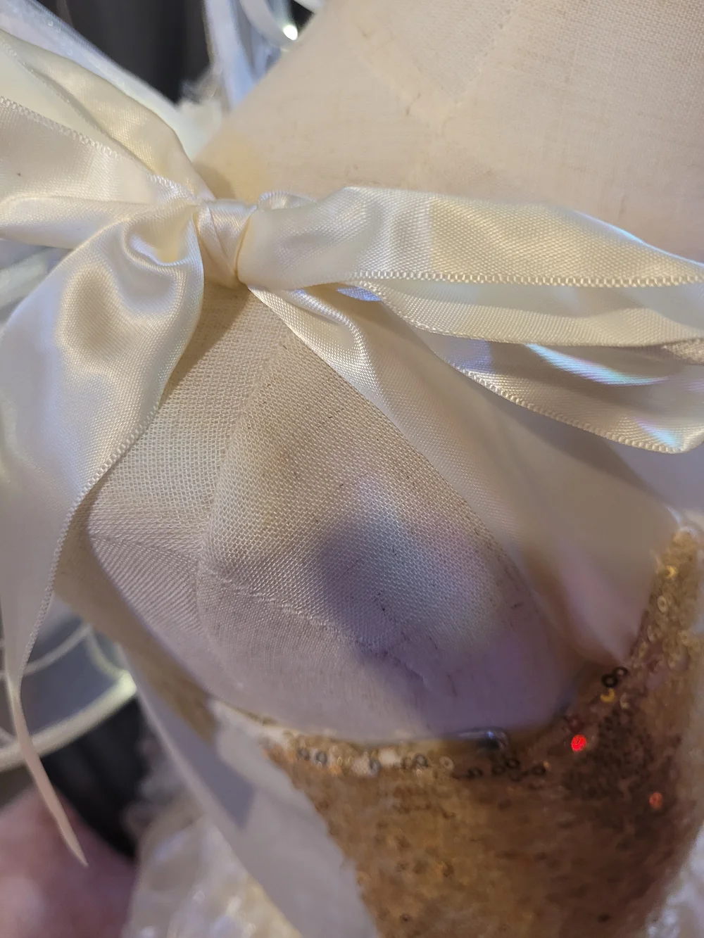 Amazon Ivory and Gold Sequin Fairy Dress with Ribbon Straps